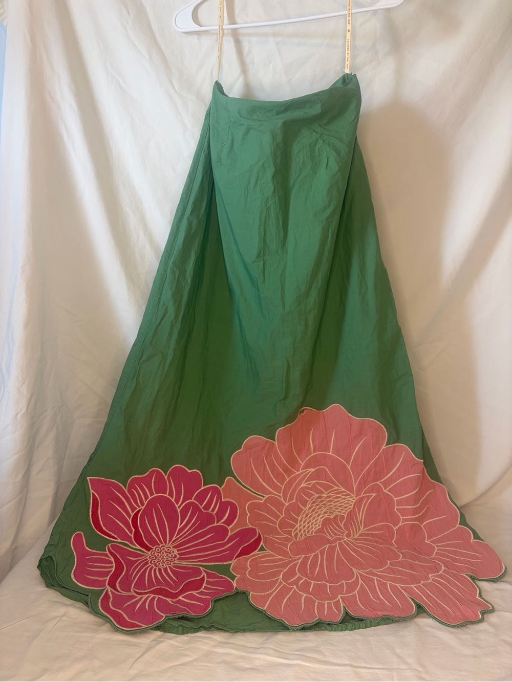 FARM Rio x Anthropologie Green Full Floral Maxi Skirt Boho Hippie Fest. 100% cot